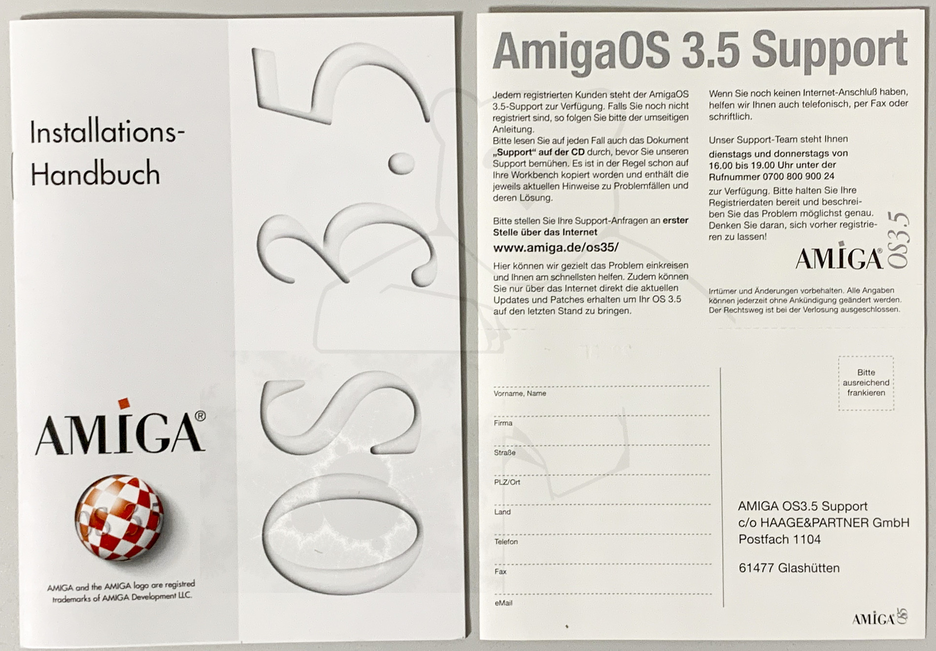 Systemupdate AmigaOS3.5 - Registrierung und Handbuch